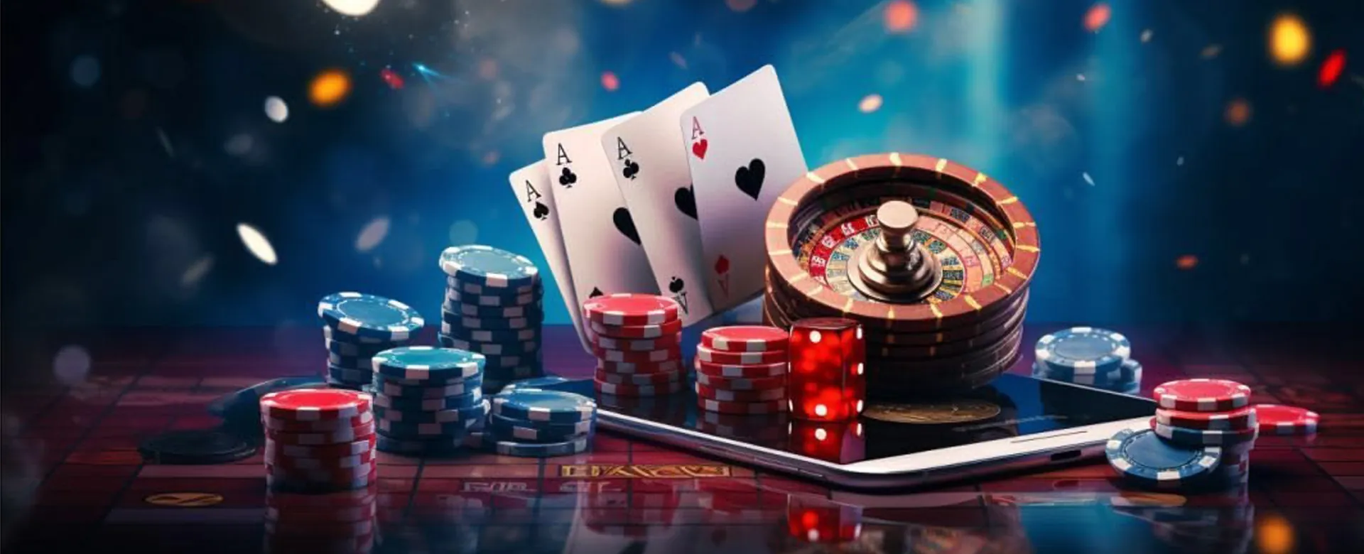 Hero image showing various table games with chips and cards, representing online casino table game strategies and guides.
